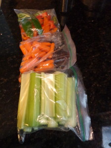 Celery, Carrots, and sliced peppers